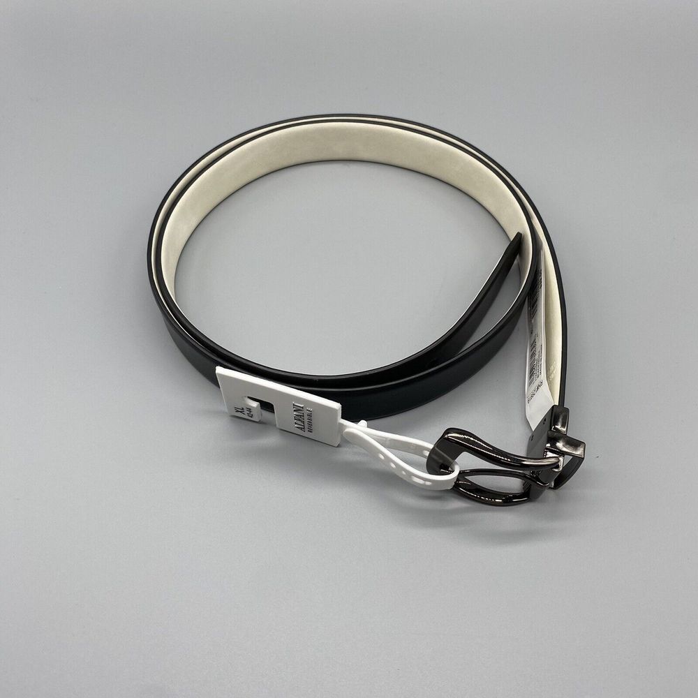 Alfani Belt Mens 42 44 Black White Reversible‎ Faux Leather